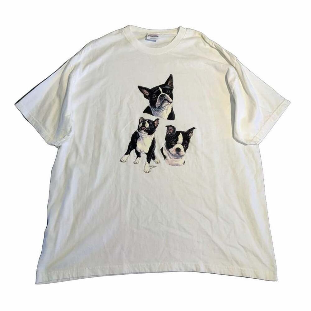 Hanes Boston Terrier Dog T-Shirt Size Adult XL White Graphic Tee